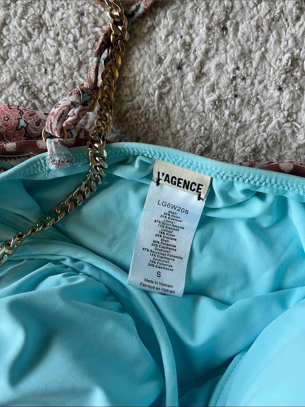 L’agence Remi One Piece Swimsuit in Paisley BROWN/ICE BLUE PAISLEY - Picture 8 of 9